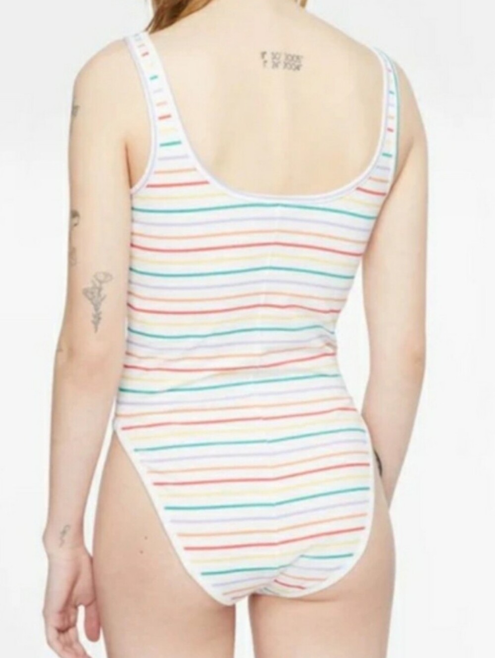 New Nike Sportswear Retro Femme Rainbow Striped Bodysuit - Picture 5 of 6
